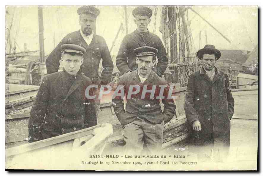 Saint-Malo - Los supervivientes del "Hilda" — naufragio del 19 de noviembre de 1905, 120 pasajeros a bordo
