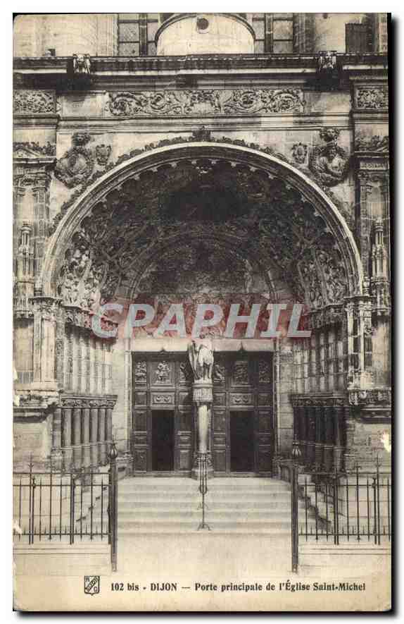 CPA Dijon Porte principale de l'Eglise Saint Michel 