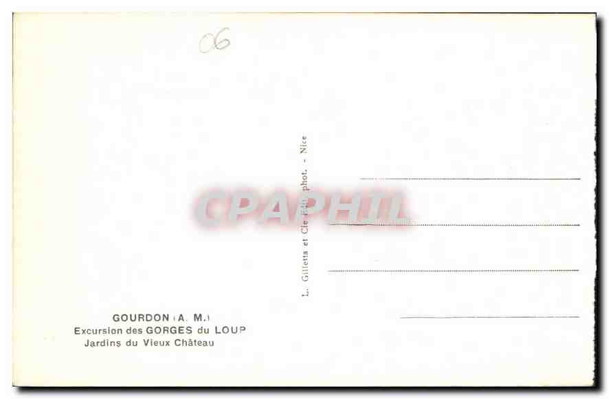 Jardins du Vieux Château — Gorges du Loup — L. Gilletta et Cie, Nice — Verso