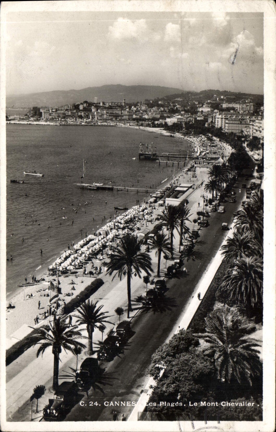 CANNES - Les Plages, Le Mont Chevalier — C. 24 — Édition S. I. C. A. Lambert Nice (A.-M.)