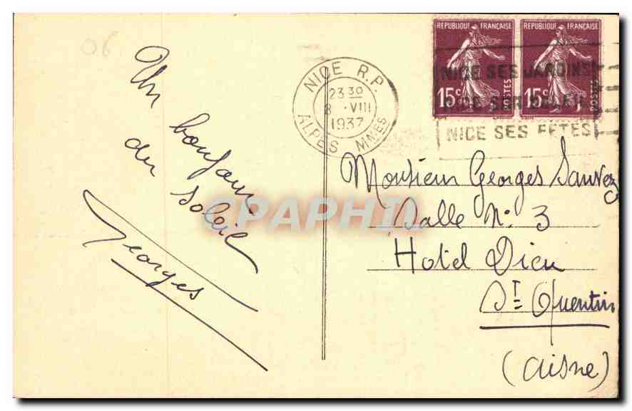 CPA Nice Le Port et le Mont Boron  — Rückseite