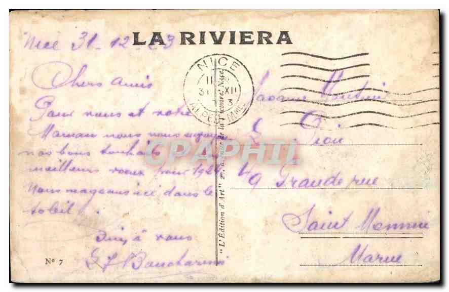 CPA Nice Vue Generale  — Verso