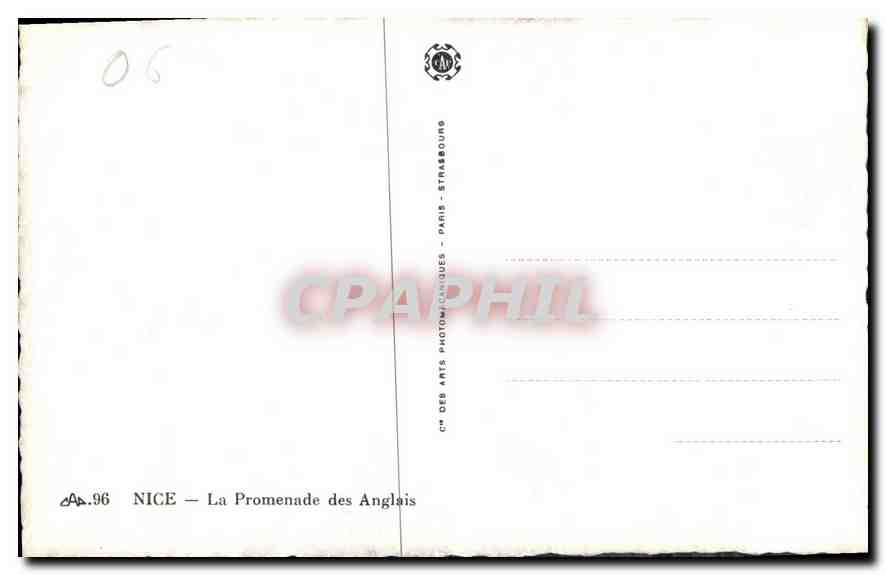 CPA Nice La Promenade des Anglais  — Rückseite