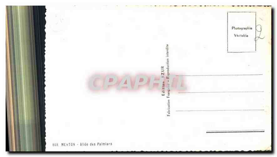CPA Menton Allee des Palmiers  — Verso