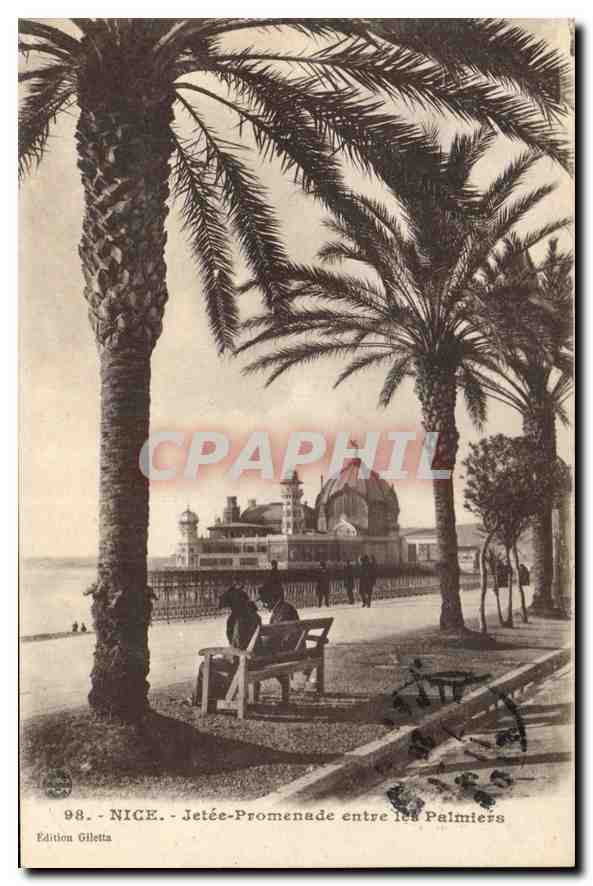 CPA Nice Jetee Promenade entre les Palmiers 