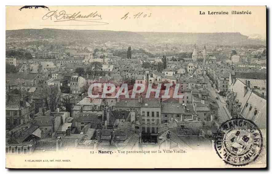 Nancy - Panoramic view of the Old Town — Illustrated Lorraine, publisher P. Helmländer & Cie, NANCY, no. 12