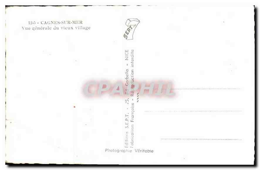 CPA Cagnes sur Mer Vue generale du vieux village  — Verso