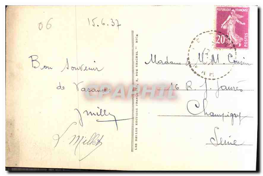CPA Cannes La Croisette et le Mont Chevalier  — Verso