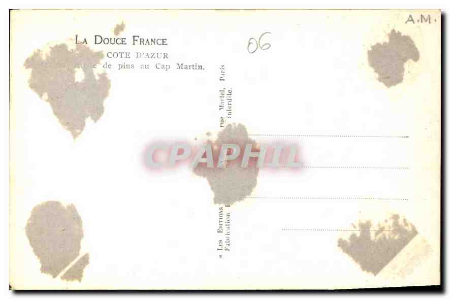 CPA Cote d'Azur Cap Martin  — Verso