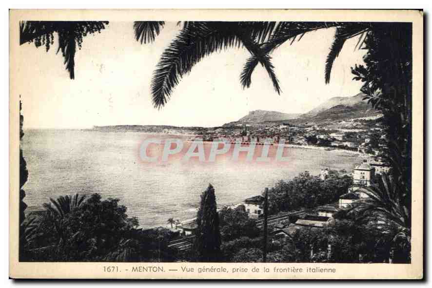 CPA Menton Vue generale prise de la frontiere Italienne 