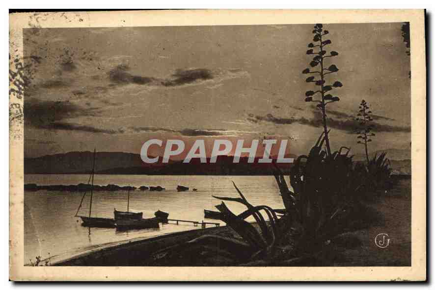 Sonnenuntergang über die Croisette — Cannes — Verlag J. (Monogramm) — Seriennummer nicht sichtbar
