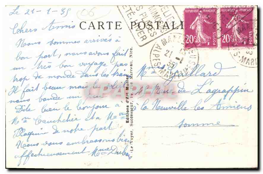 CPA Cannes Vue generale  — Verso