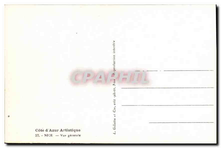 CPA Nice Vue generale  — Verso