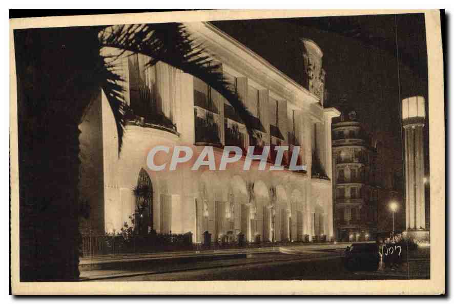 CPA Nice Alpes Maritimes Le Palais de la Mediterrannee vu la nuit 