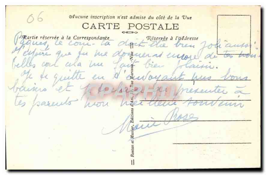CPA Nice Le Jardin Albert La Jetee Promenade  — Rückseite