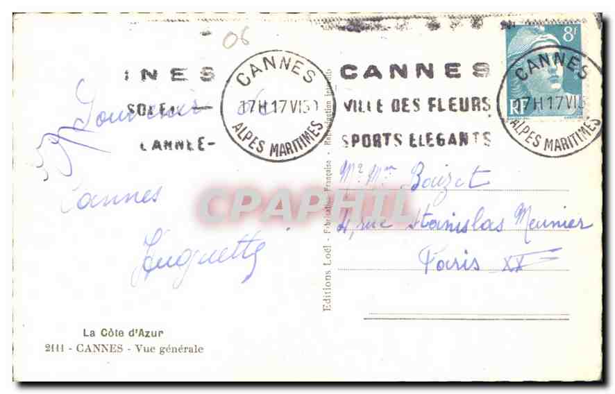 Cannes — Allgemeiner Blick — Éditions La Côte d'Azur — Rückseite