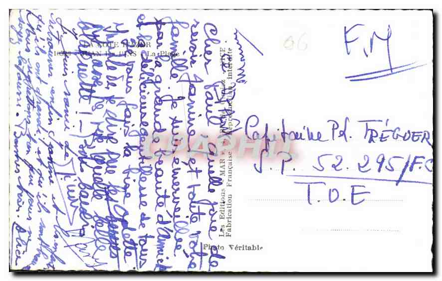 CPA Juan les Pins La Plage  — Verso