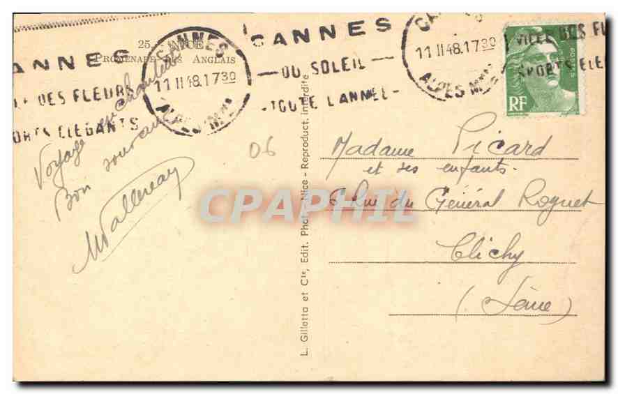 CPA Nice Promenade des Anglais  — Verso