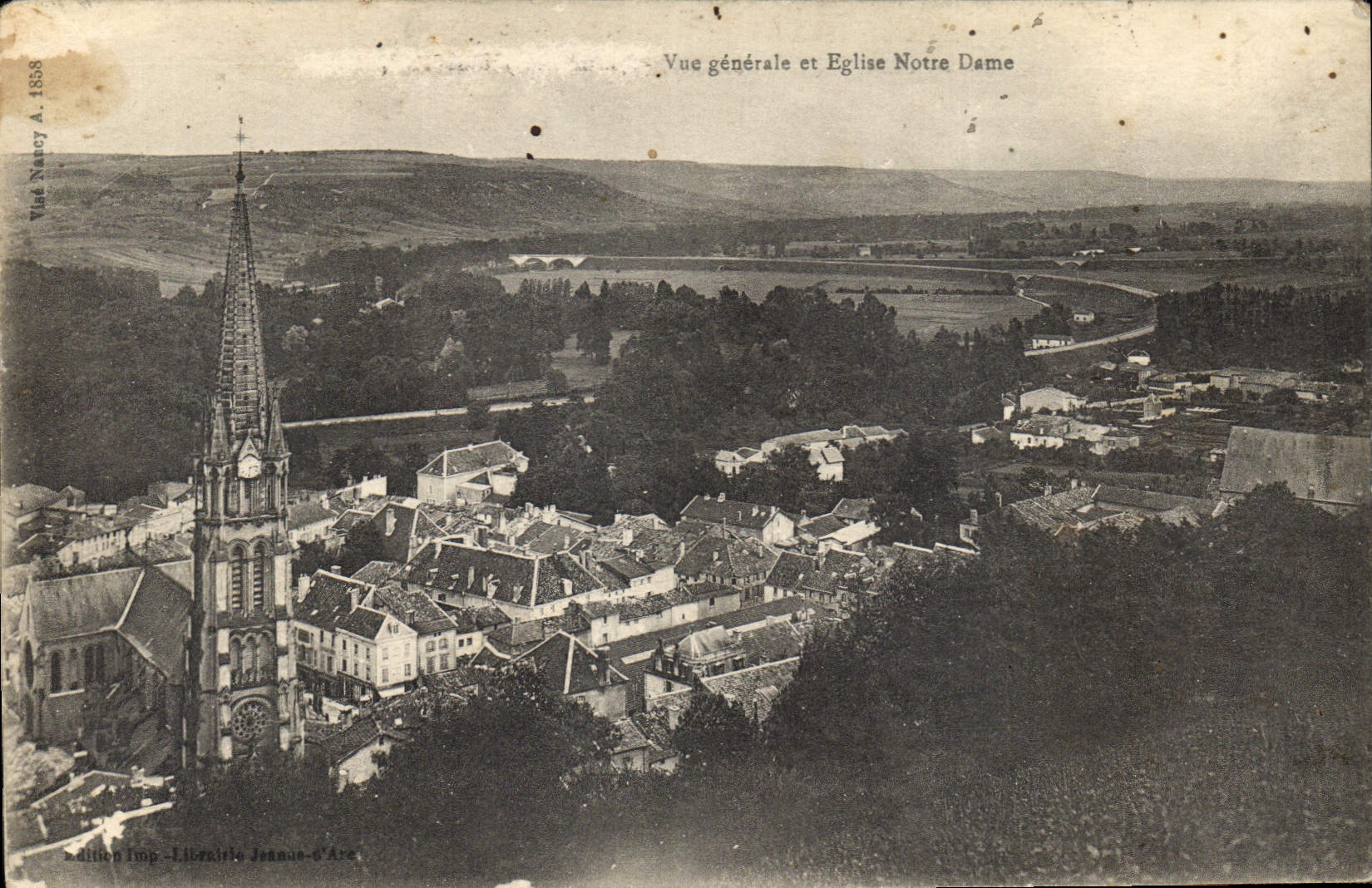 Vue générale et Église Notre Dame — Nancy — Édition Imp. Librairie Jeanne-d'Arc