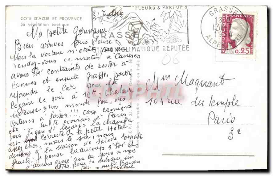 CPA Cote d'Azur et Provence Sa vegetation exotique  — Verso