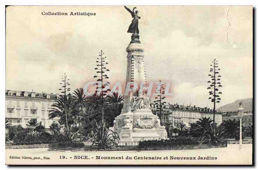 NICE - Monument du Centenaire et Nouveaux Jardins — Édition Giletta, phot., Nice, n°19