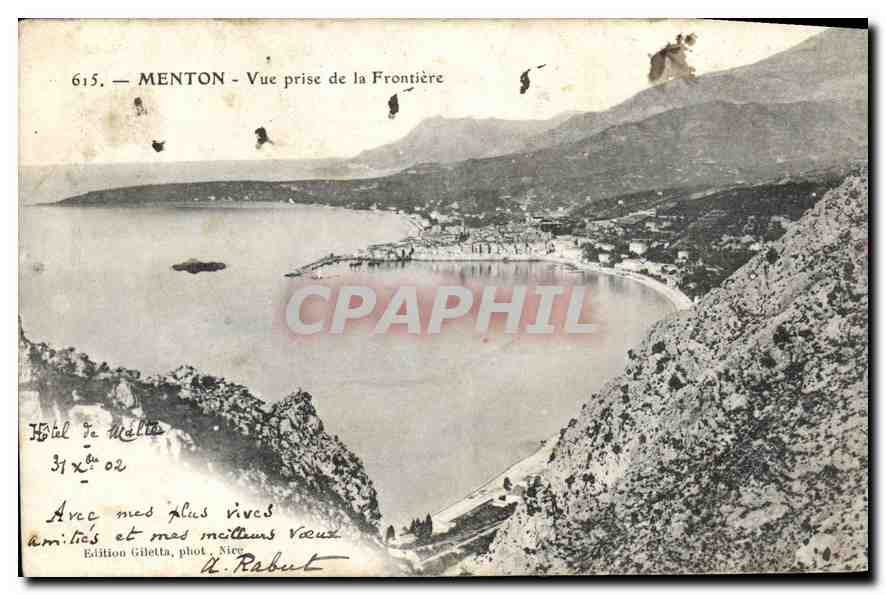 Menton - Vue prise de la Frontière — Édition Giletta, phot. A. Rabut, n°615