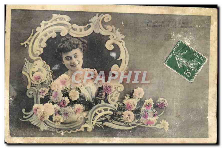 CPA Femme Fleurs