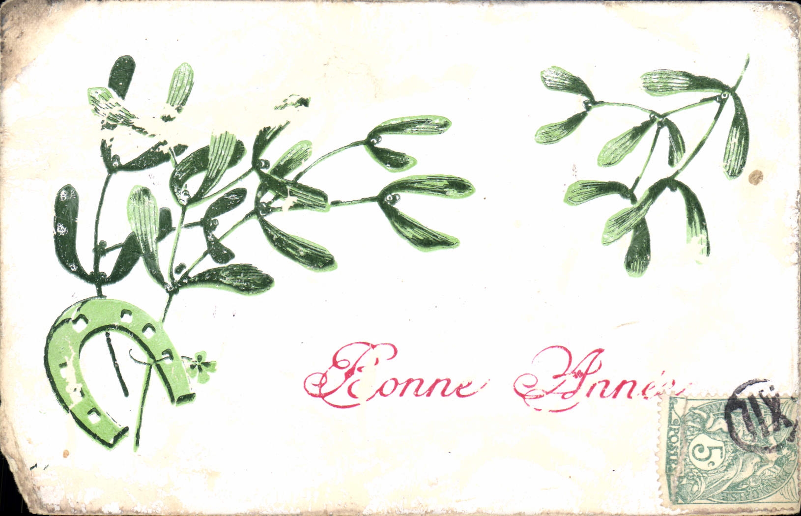 CPA Bonne Annee Fleurs