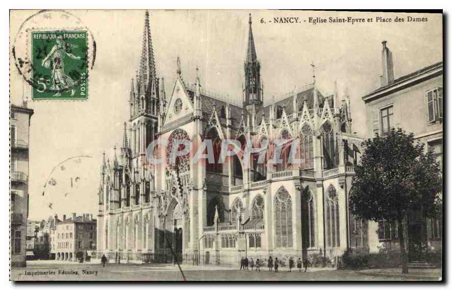 CPA Nancy Eglise Saint Epvre et Place des Dames 