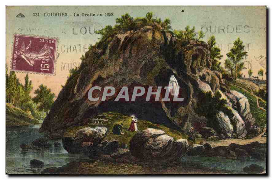 CPA Lourdes La Grotte en 1858 
