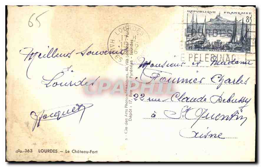 CPA Lourdes Le Chateau Fort  — Verso