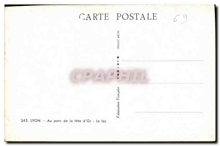 CPA Lyon Au parc de la tete d'Or Le lac  — Verso