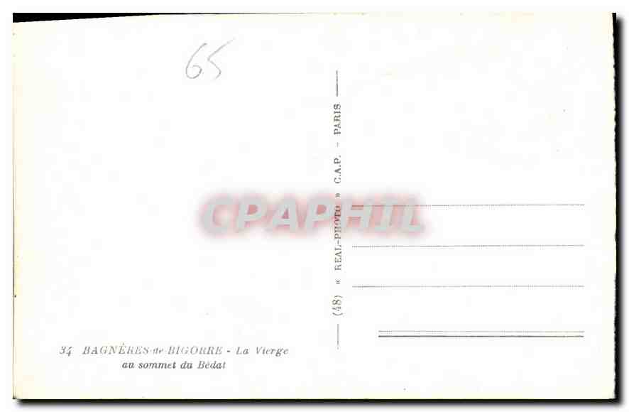Bagnères-de-Bigorre — La Vierge au sommet du Bédat — C.A.P. — n°34 — Verso