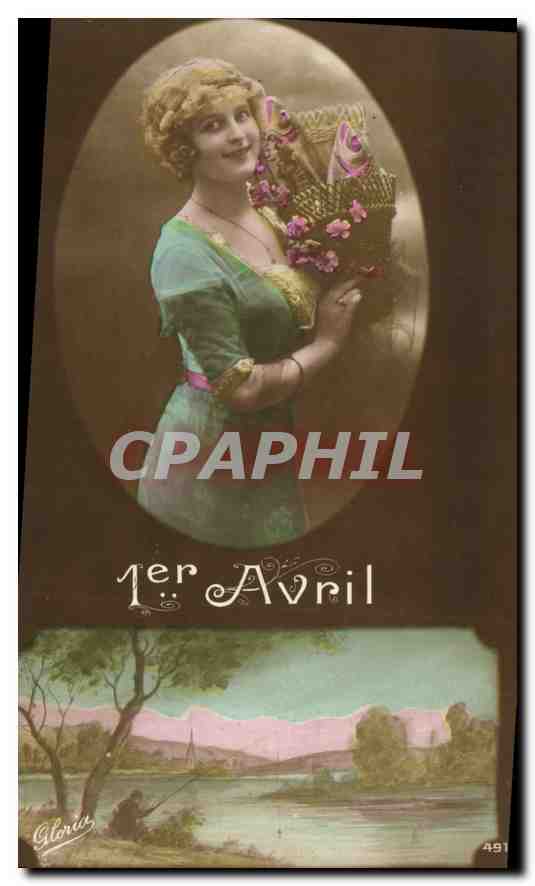 CPA 1er Avril Femme
