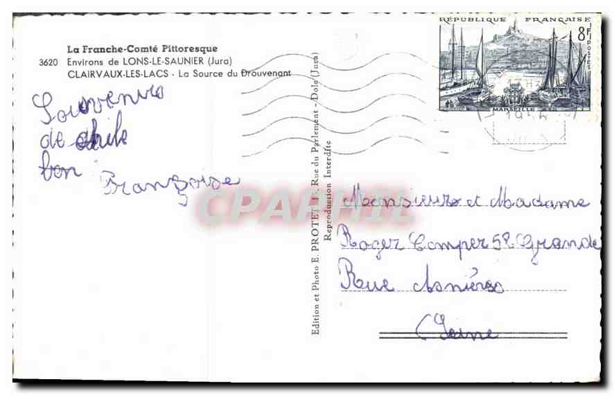 La Source du Drouvenant — Clairvaux-les-Lacs (Jura) — Edition E. PROTET — Back