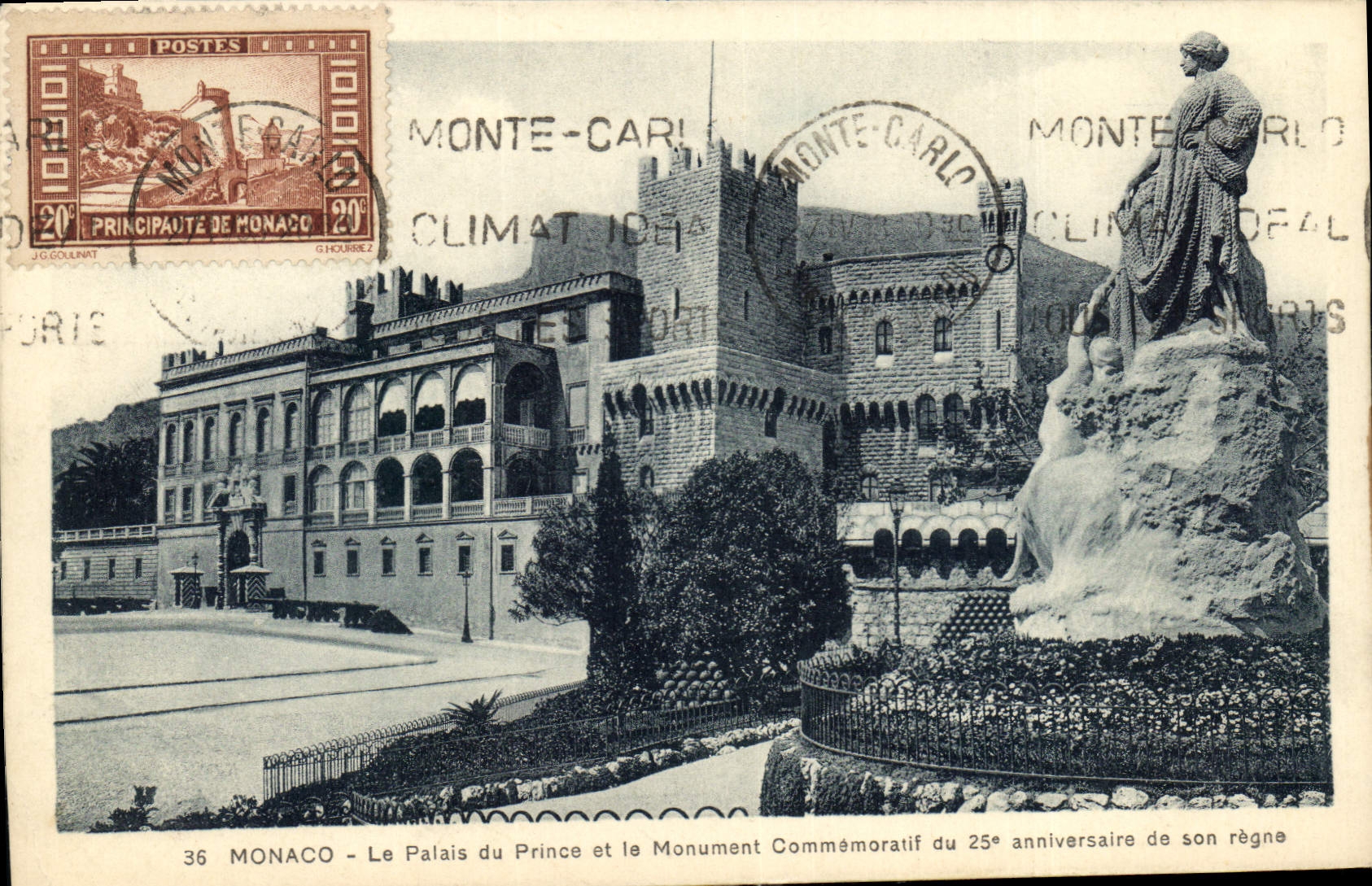 CARTE MAXIMUM Monaco Le Palais du Prince et le Monument Commemoratif du 25 anniversaire de son regne