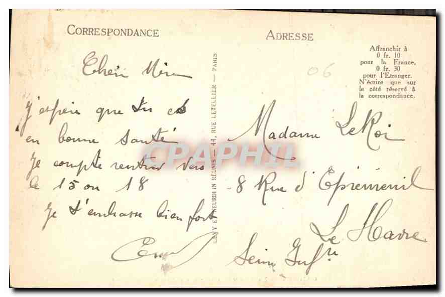 CPA Cannes La Promenade de la Croisette  — Verso