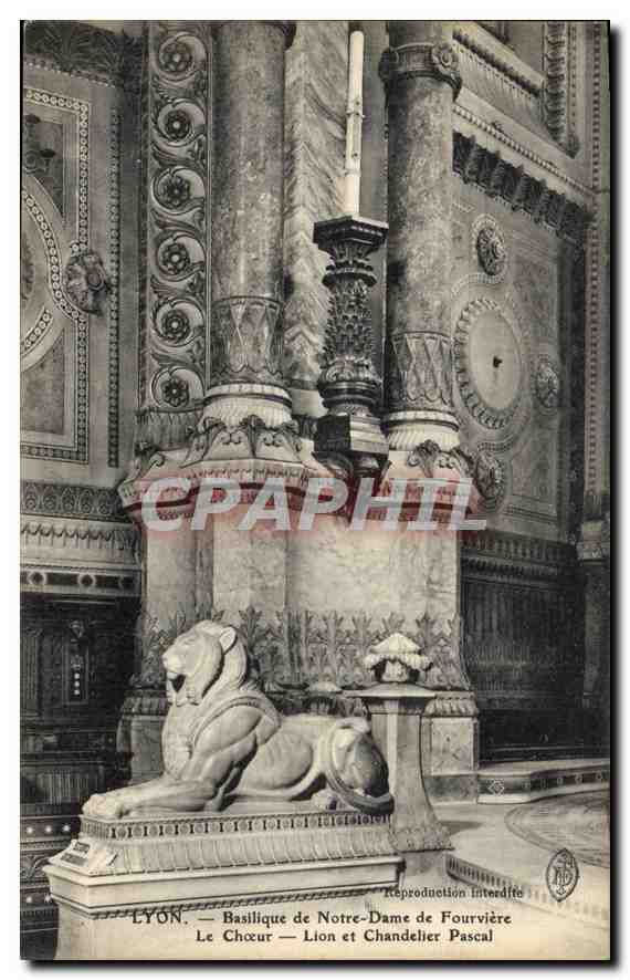 CPA Lyon Basilique de Notre Dame de Fourviere Le Choeur Lion et Chadelier Pascal 