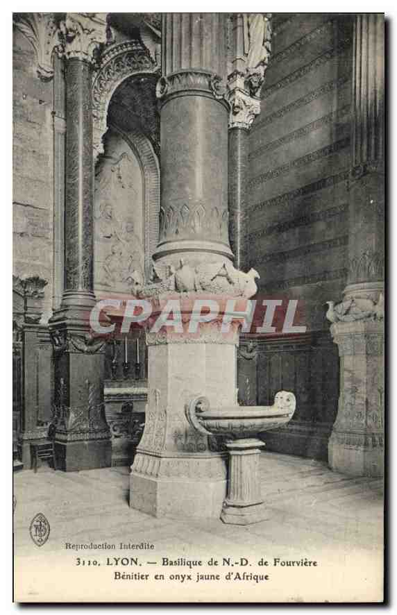 CPA Lyon Basilique de Notre Dame de Fourviere Benitier en onyx jaune d'Afrique 