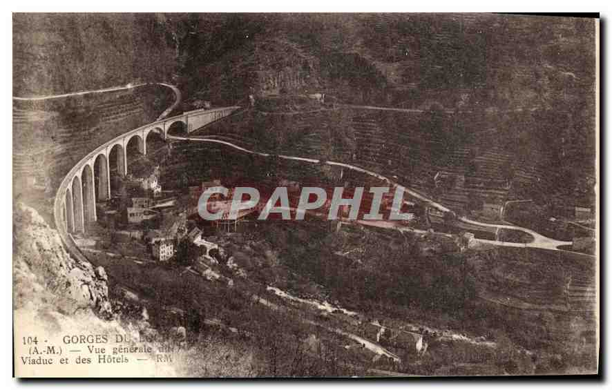 CPA Gorges AM Vue generale Viaduc et des Hotels 