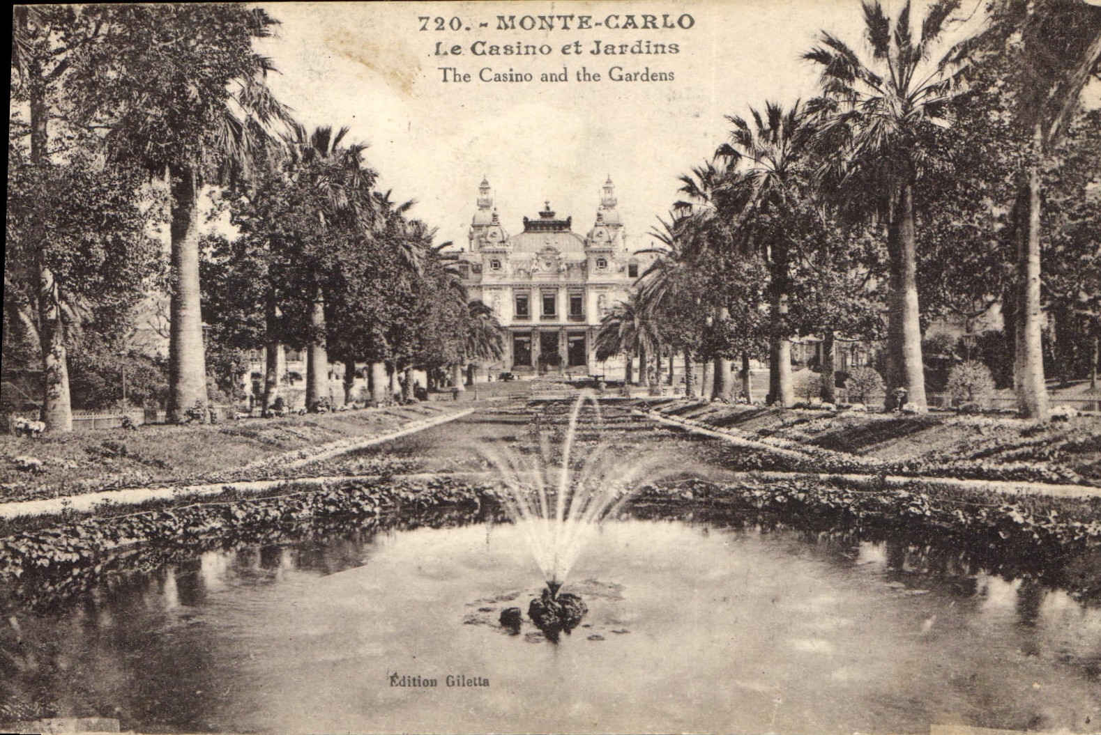 Monte-Carlo — Le Casino et Jardins — Édition Giletta, n° 720