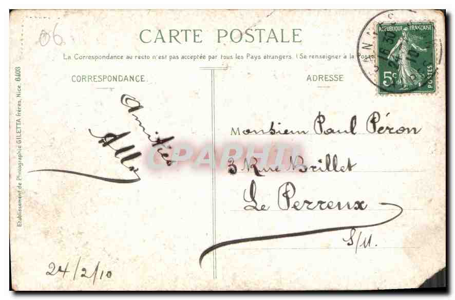 Monaco — Palais du Prince et Tête-de-Chien — Édition Gilelta, phot. Nice — Rückseite