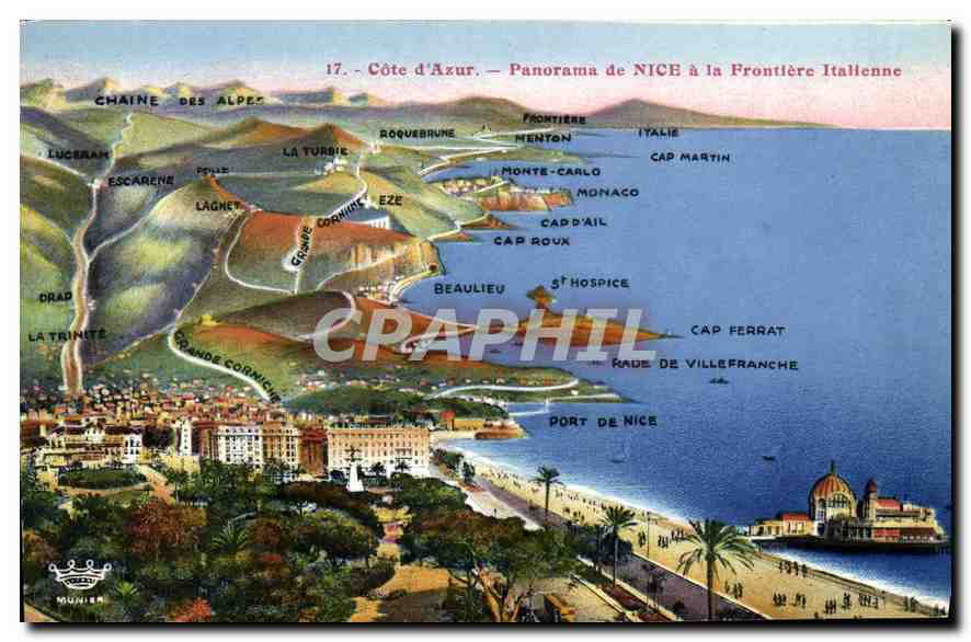 CPA Cote d'Azur Panorama de Nice a la Frontiere Italienne 