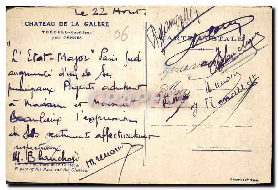 CPA Theoule Superieur pres Cannes  — Verso