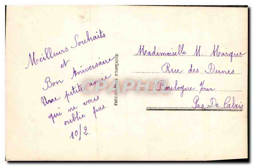 CPA Anniversaire Femme — Verso
