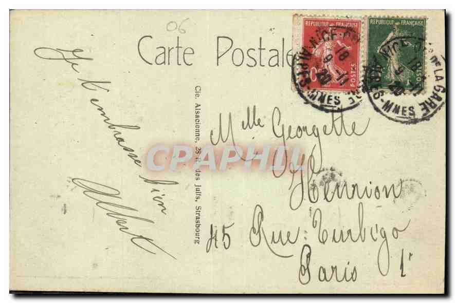 CPA Nice Quai des Etats Unis et le Palais de la Jetee  — Rückseite