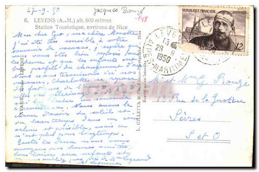 CPA Levens AM Station Touristique Environs de Nice  — Verso