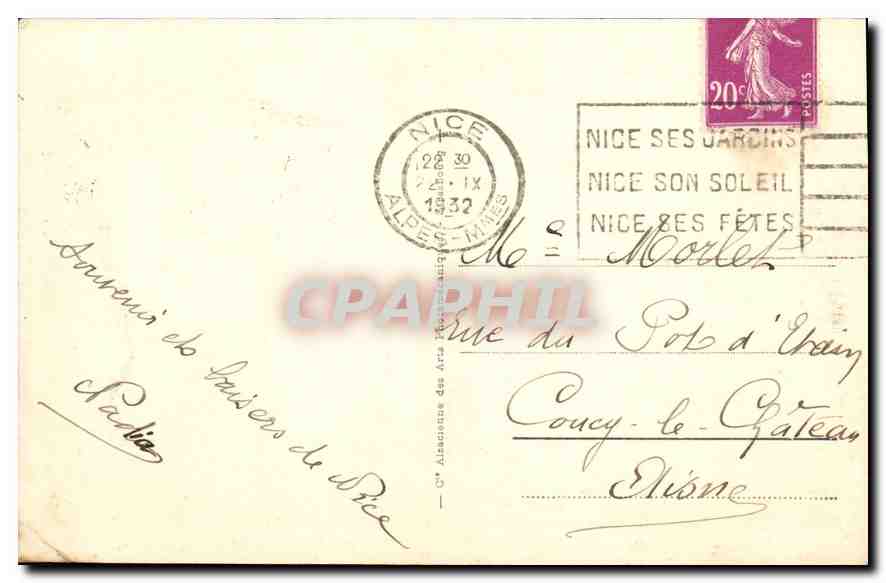 CPA Nice Les Jardins du Roi Albert et la Jetee  — Rückseite