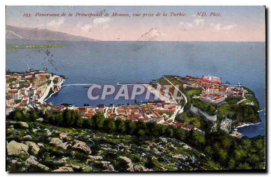 Panorama de la Principauté de Monaco, vue prise de la Turbie — N.D. Phot. — 1903