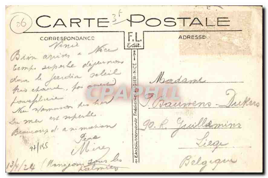 CPA Nice La Promenade des Anglais et la Jetee  — Rückseite
